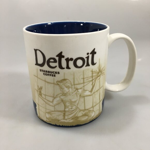 Starbucks Detroit Global Icon 2010 Brown Coffee Mug Cup 16 oz - Picture 1 of 5